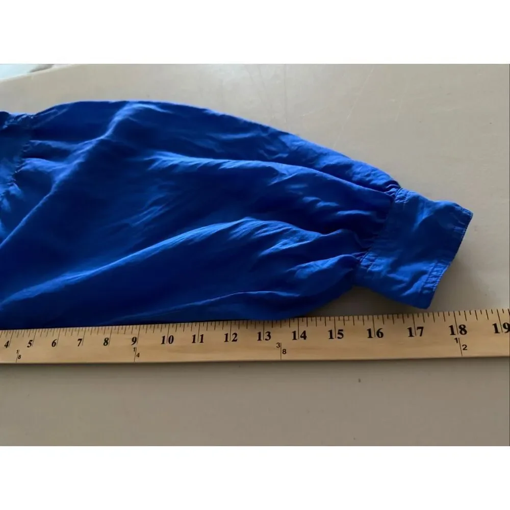 Brannan Street 100% Silk Tie Front Blouse Cobalt Blue Women’s Medium